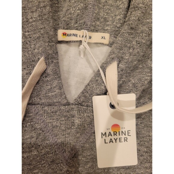 NWT Marine Layer Soft Grey Heather Pullover Knit Hoodie Sweat Shirt Men's XL - Picture 2 of 4